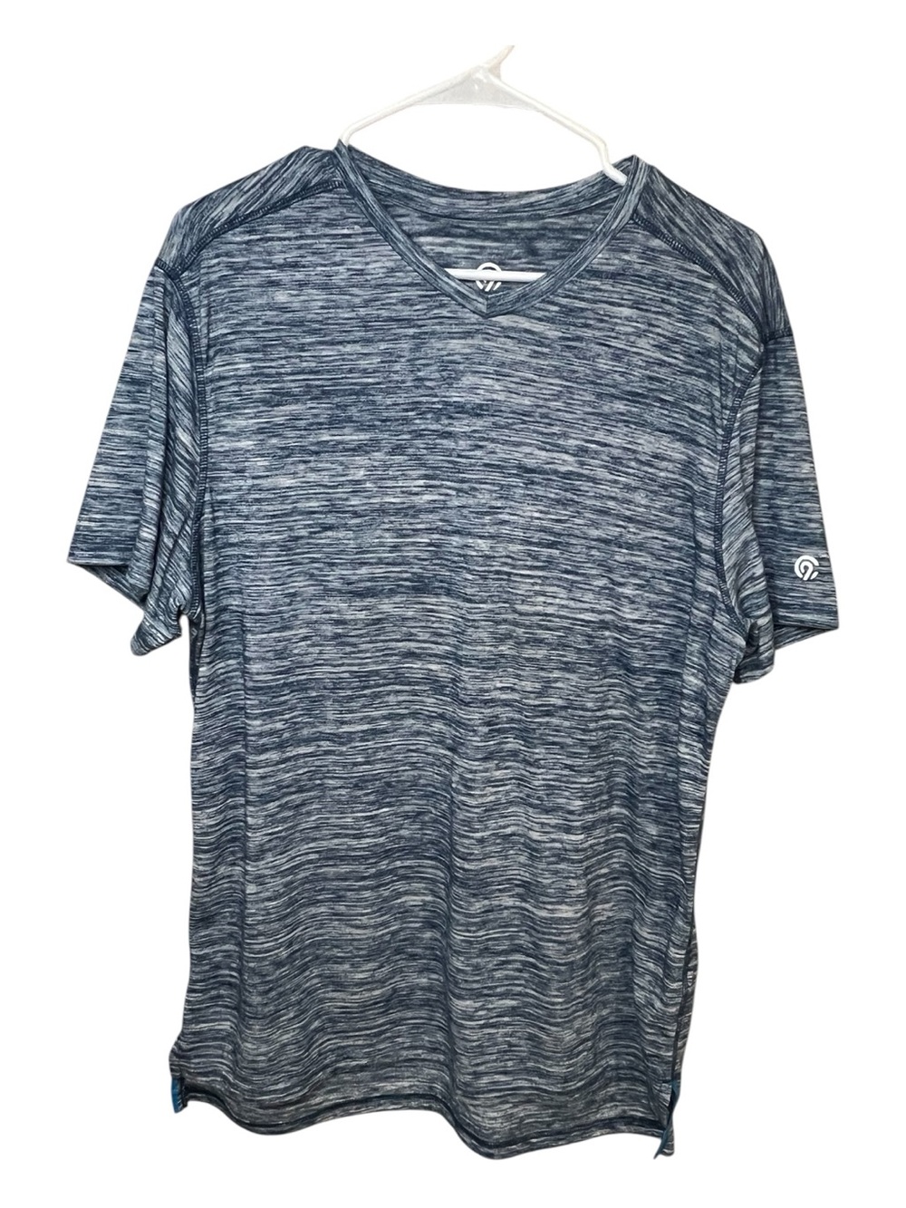 Champion Men's Heathered Navy Blue Performance V-Neck Shirt size L